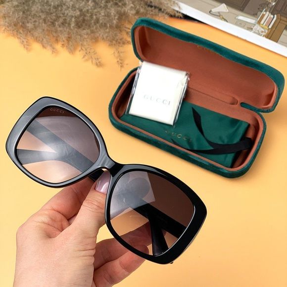 🔥 Gucci GG0762S 001 Sunglasses Black Grey Gradient Square Women - Picture 10 of 11